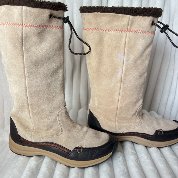 Lands End Calf High Suede Leather Rubber Sole Tan Winter Boots Size 6 - Picture 7 of 15